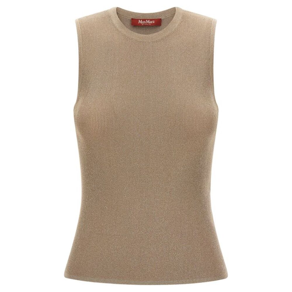 Max Mara Beige Polyamide Sleeveles Women's T-Shirt